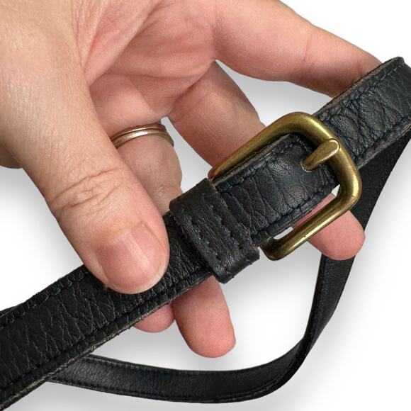 Vintage Dove Navy Blue Medium Unlined Leather Top Handle Cross Body Purse - Picture 7 of 16